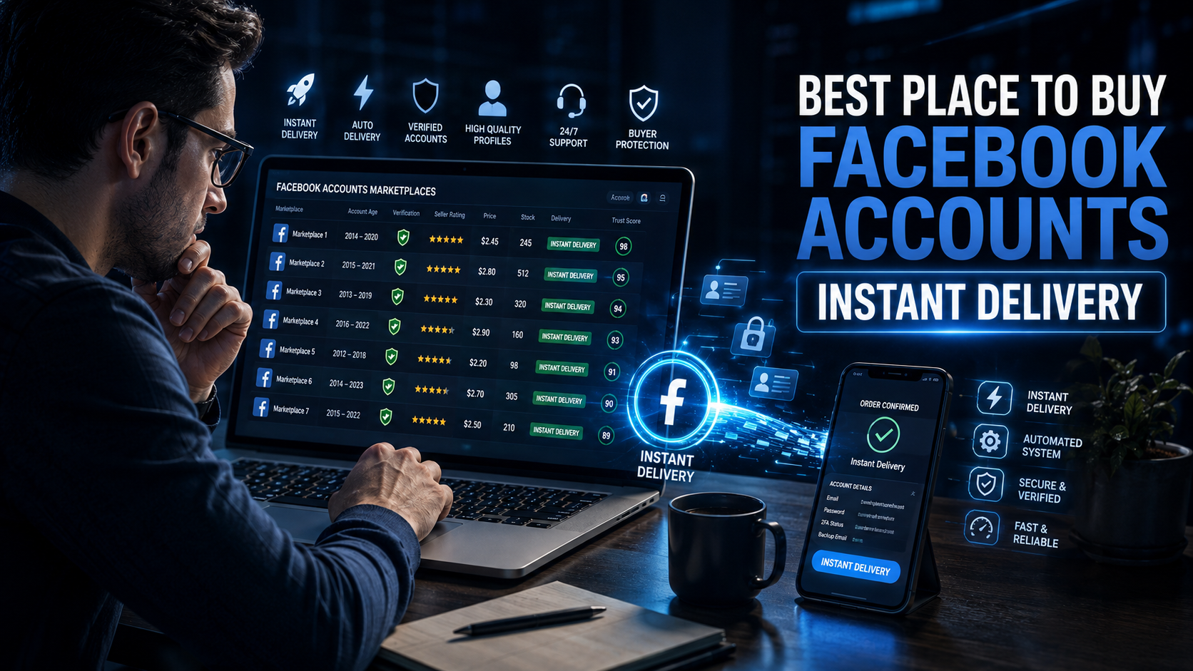 Buy Facebook Accounts With Instant Delivery (2026) — 7 Sites Compared